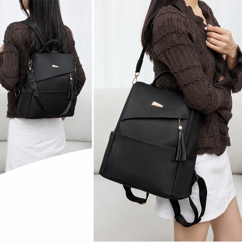 Mochila Feminina de Nylon Oxford Grande Capacidade Antifurto Bolsa Mochila Casual para Trabalho Faculdade Viagem