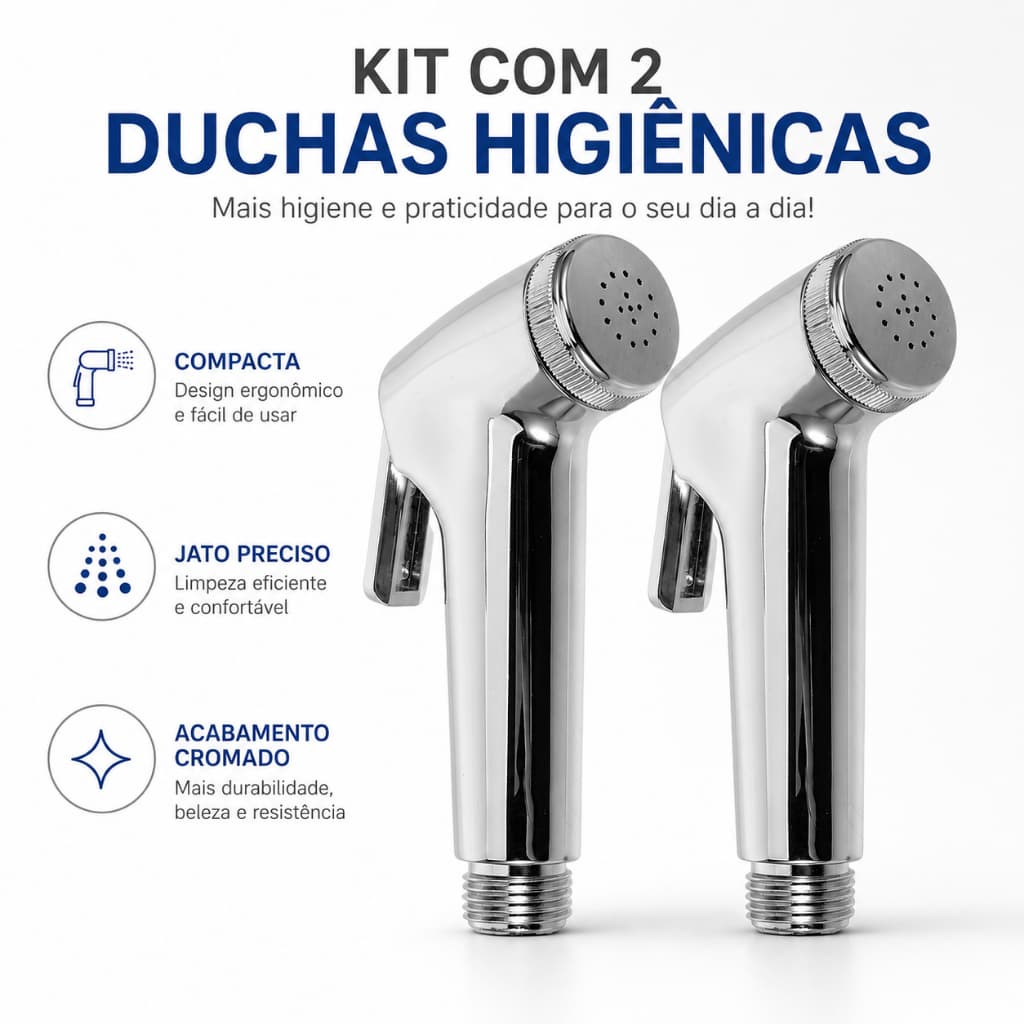Gatilho Ducha Higiênica Cromado com Suporte Banheiro Chuveirinho Sem Mangueira