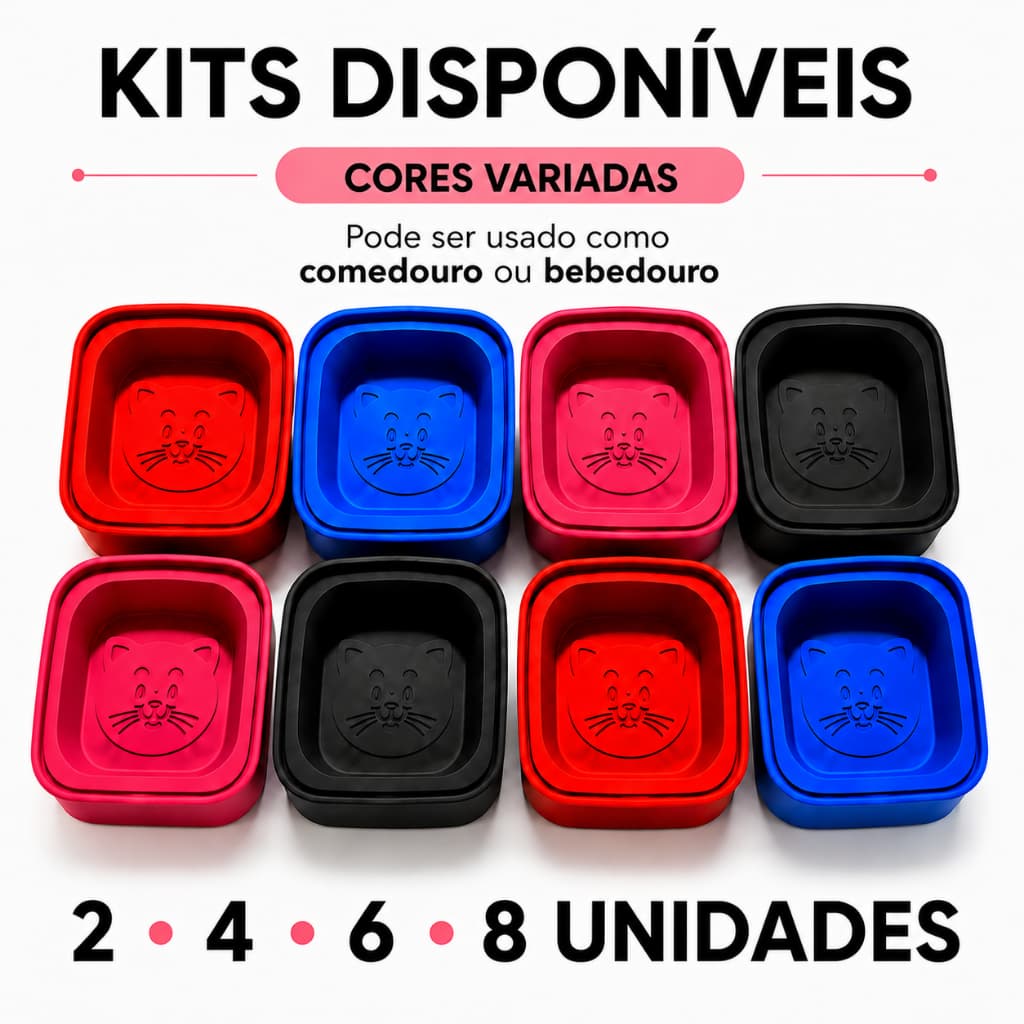 Kit 8/6/4/2 Comedouro Para Gato Pet Bebedouro 100ml Mec Pet