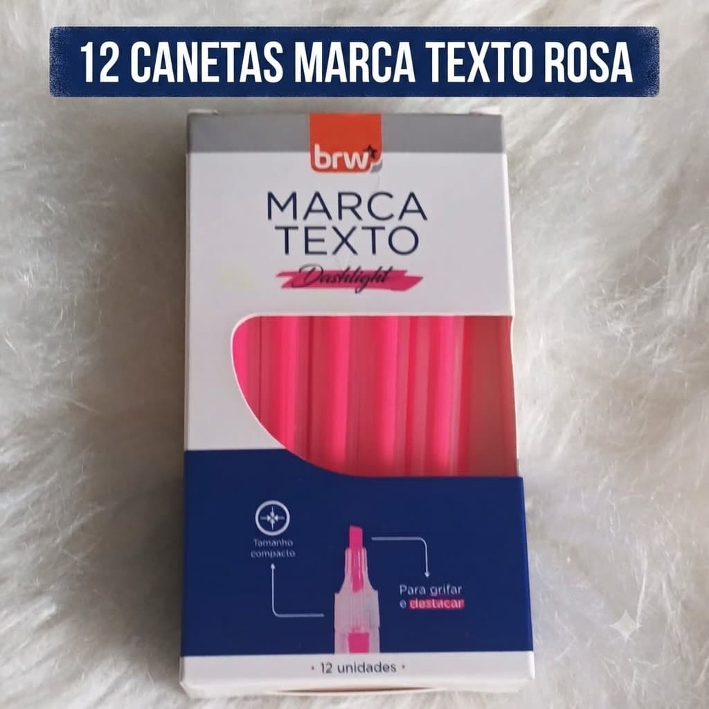CANETA MARCA TEXTO ROSA PAPELARIA CORREÇAO