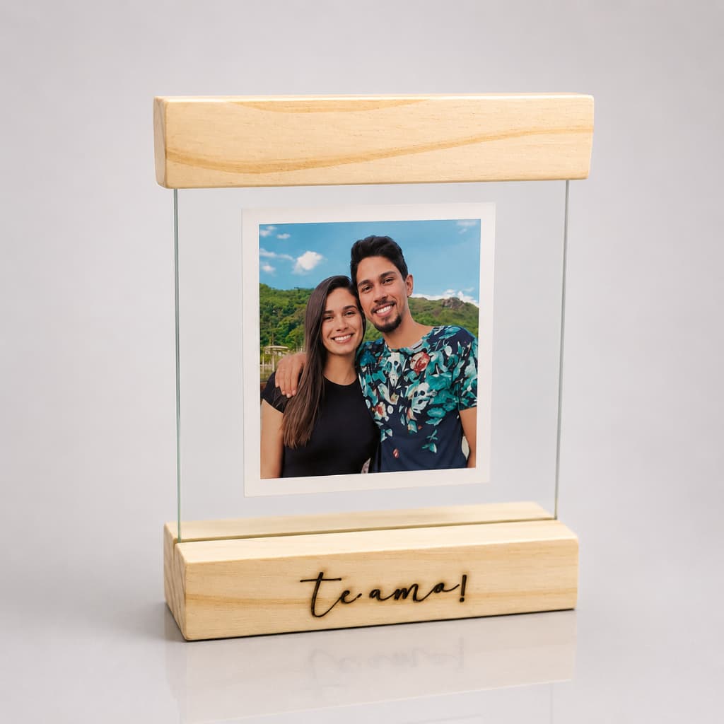 Porta Retrato Madeira Personalizado Foto Impressa Presente