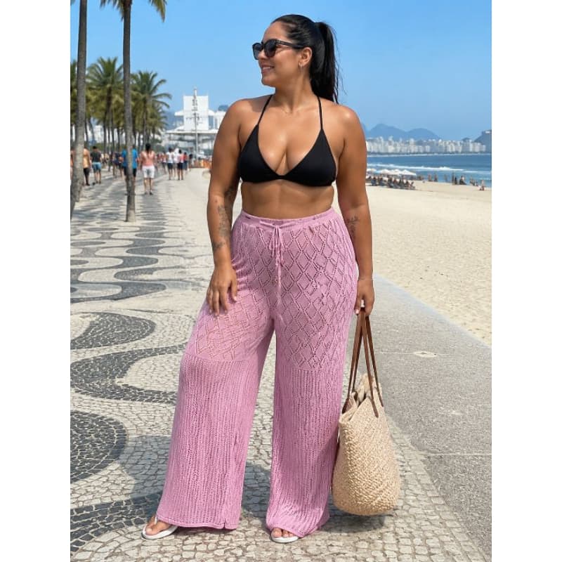 SAIDA DE PRAIA NO TRICÔ MODAL.M ,G,GG.CALÇA PANTALONA PRAIA PREMIUM COM CINTO AJUSTAVEL E ELASTICIDADE