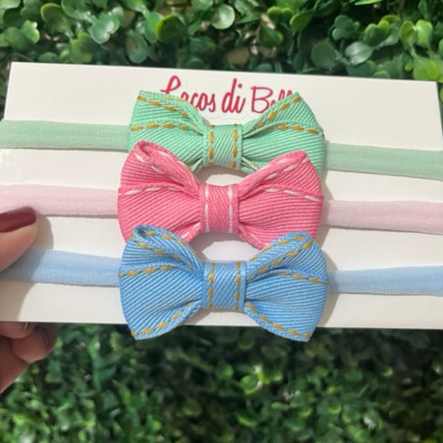 Kit Faixinha de Bebê  Faixinha RN Laço Bebê Faixinha Jeans Bebê.