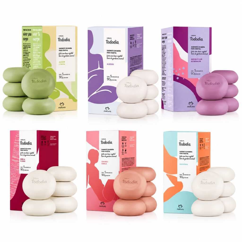 Kit 03 Caixas Sortidas de Sabonete Natura Tododia 05 unidades 90g