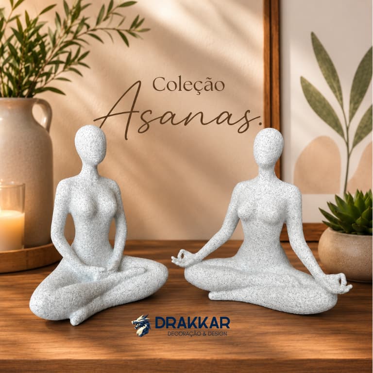 Escultura Asanas Yoga 14cm – Peça Decorativa Minimalista