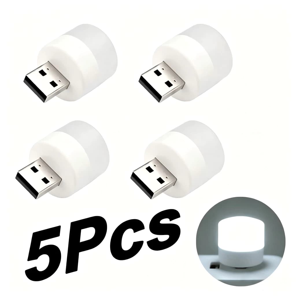 USB Lâmpada LED Portátil Mini KIT COM 5 LEDs Noite Luz Redonda Pequena Do Computador Móvel De Alimentação luz