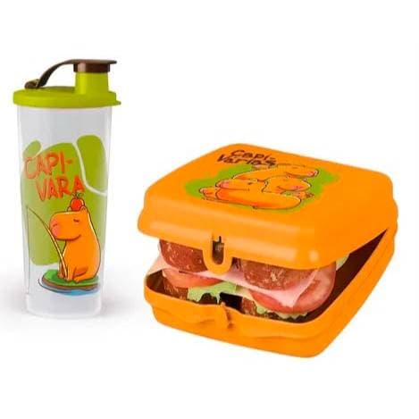 Kit Porta Sanduíche + Copo com Bico 470ml - 2 peças - Original Tupperware