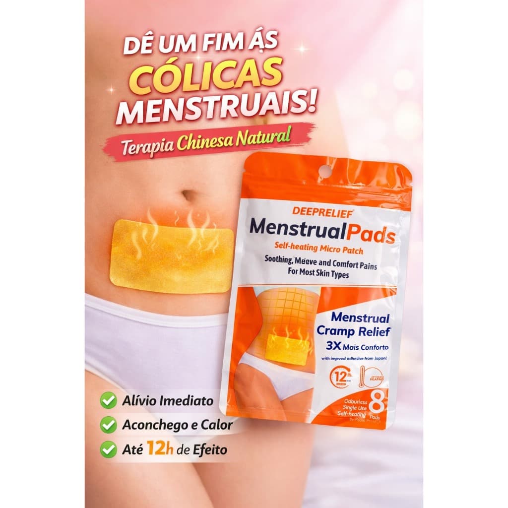 Adesivo Térmico para Cólica Menstrual 8 Unidades Patch Aquecedor Alívio Imediato Dor Menstrual