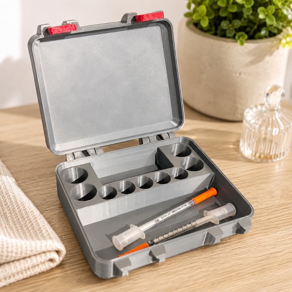 Estojo de Viagem para Peptídeos 3ml e 5ml | Organizador para Frascos, Seringas e Lenços