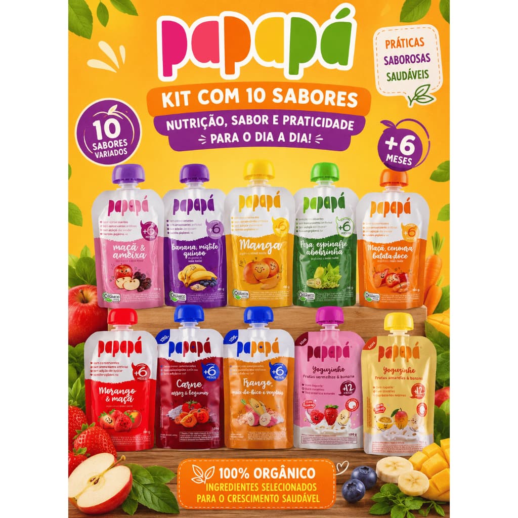 Kit 10 Papinha PAPAPA 100G/120G - 10 unidades variada
