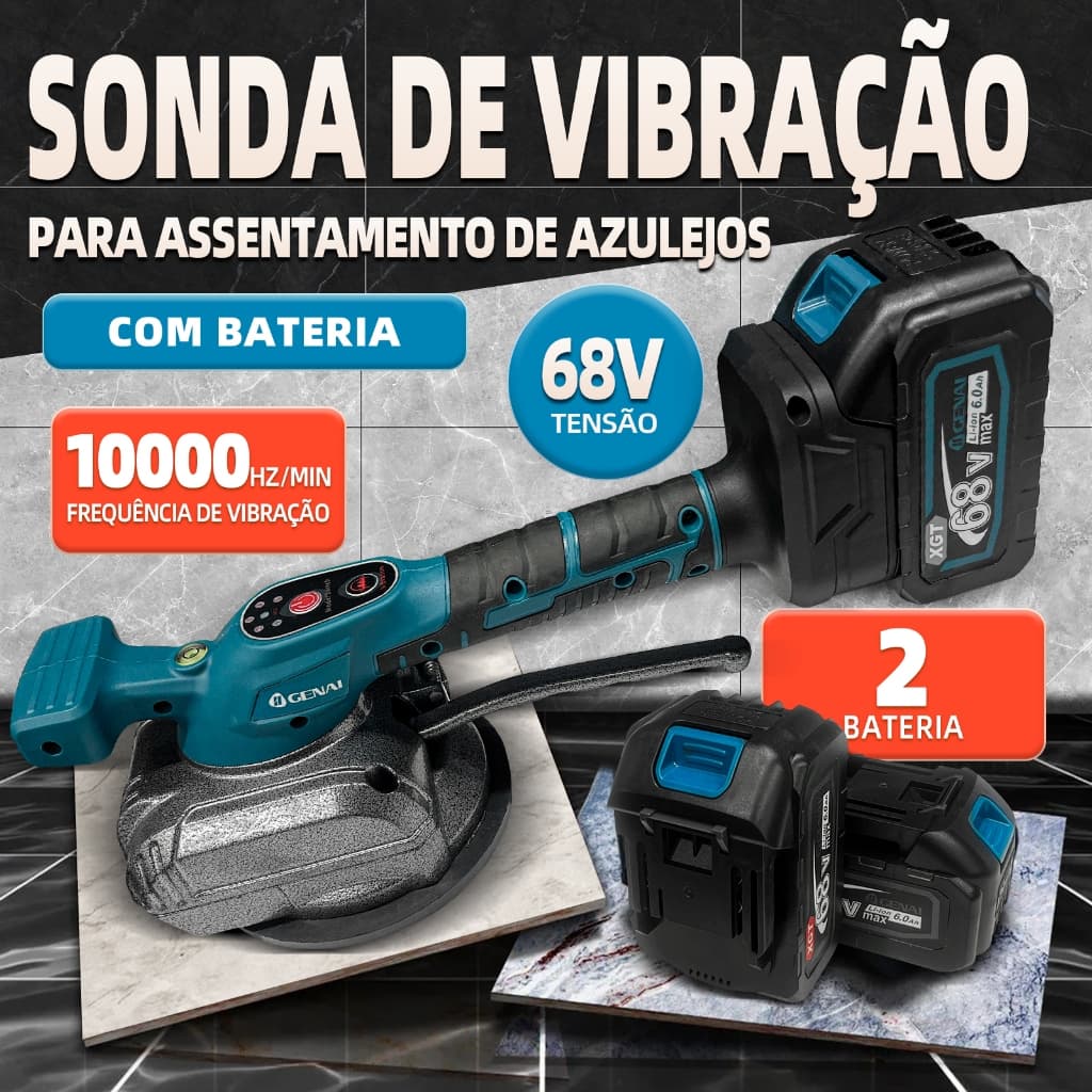 Máquina de Assentar Piso Elétrica Recarregável 68V com 2 Baterias, Linha Premium
