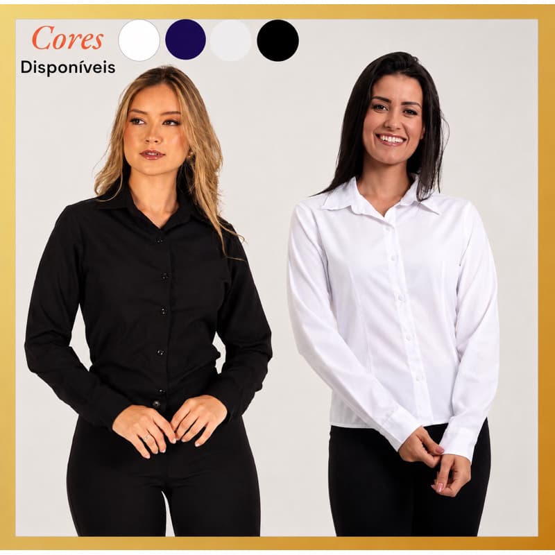 Camisa feminina social manga longa para trabalho.