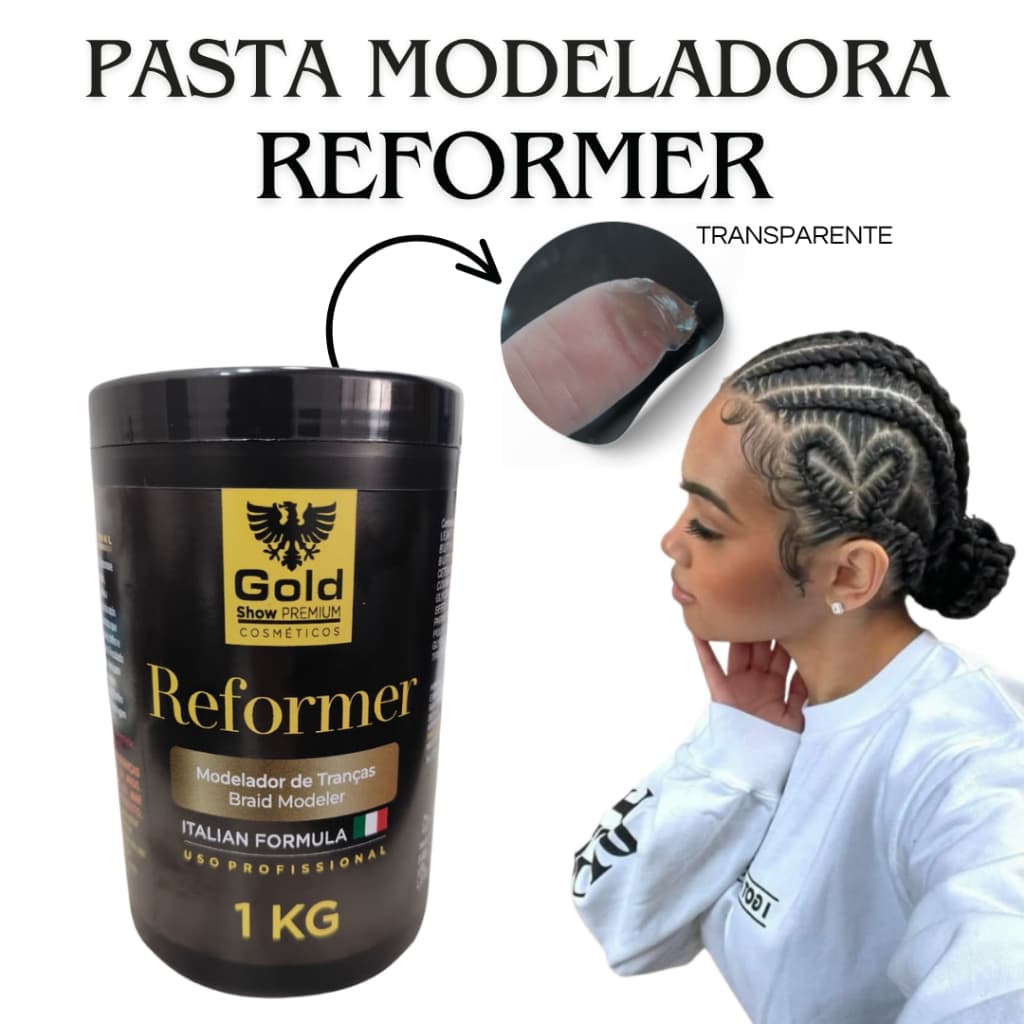Pasta Modeladora Reformer 1kg Transparente Alinha e define Seu Penteado Com Efeito Seco