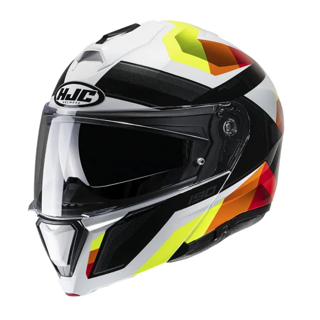 Capacete HJC i90 Lark Modular Escamoteável Amarelo Laranja Branco Preto Capacete Moto Original