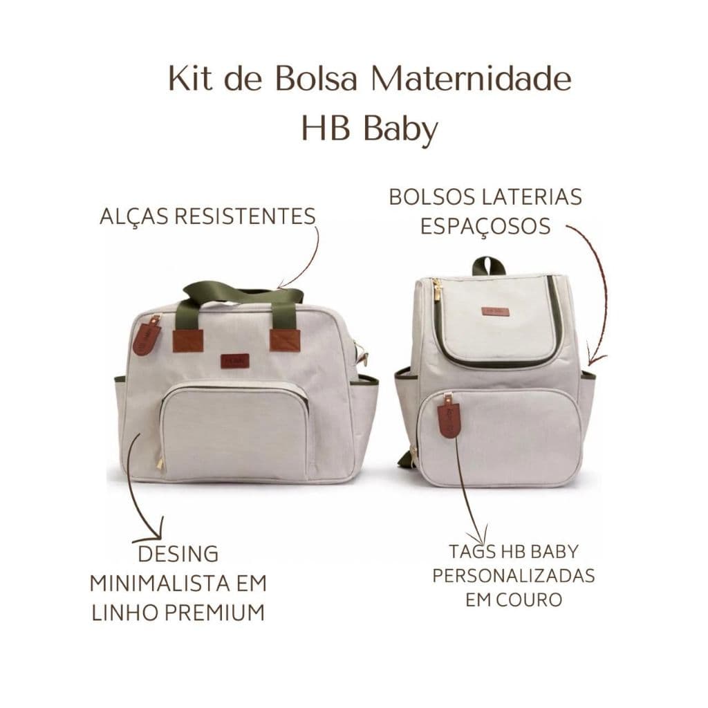 Bolsa Maternidade Kit Com 2 Peças Mochila Linho Saída Bebê