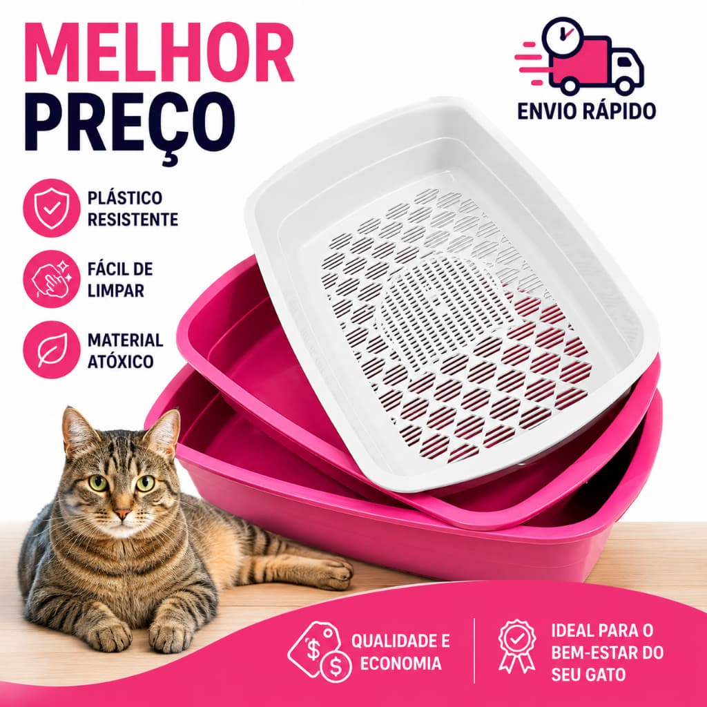 Caixa de Areia Para Gato Furba 2 Bandejas Com Ou Sem Peneira Caixa Para Areia De Gato