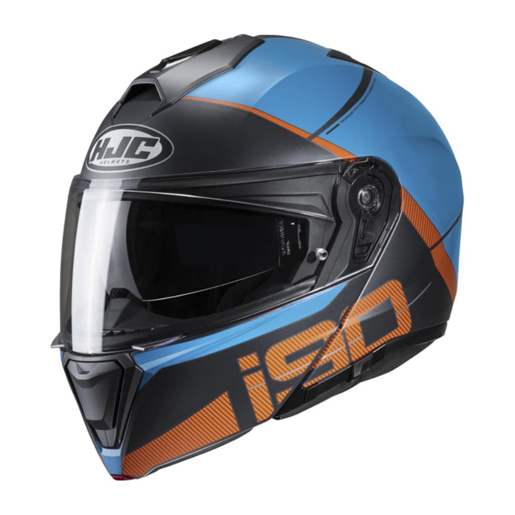 Capacete HJC i90 May Azul e Laranja Capacete Modular Escamoteável Moto Touring HJC