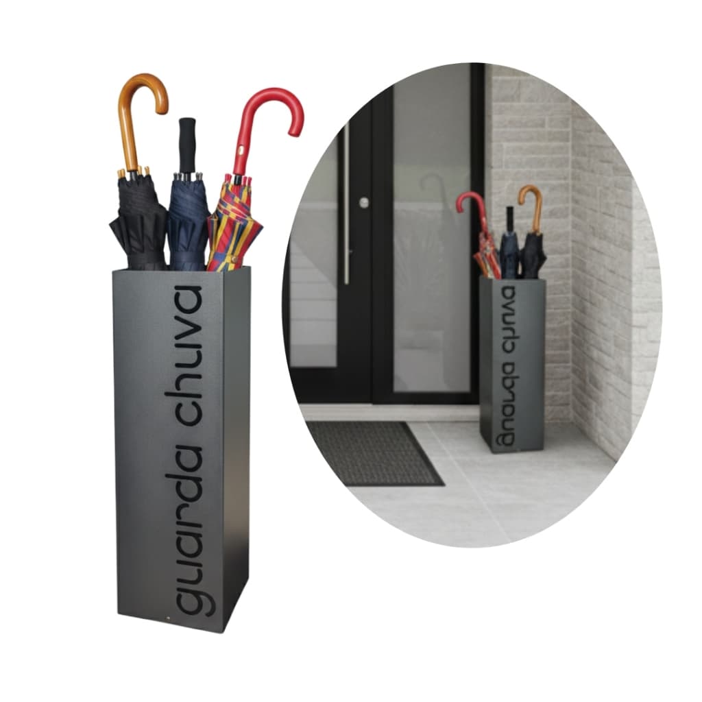 Suporte Porta Guarda Chuva Em Chapa De Aço Cor Preta 50x16cm