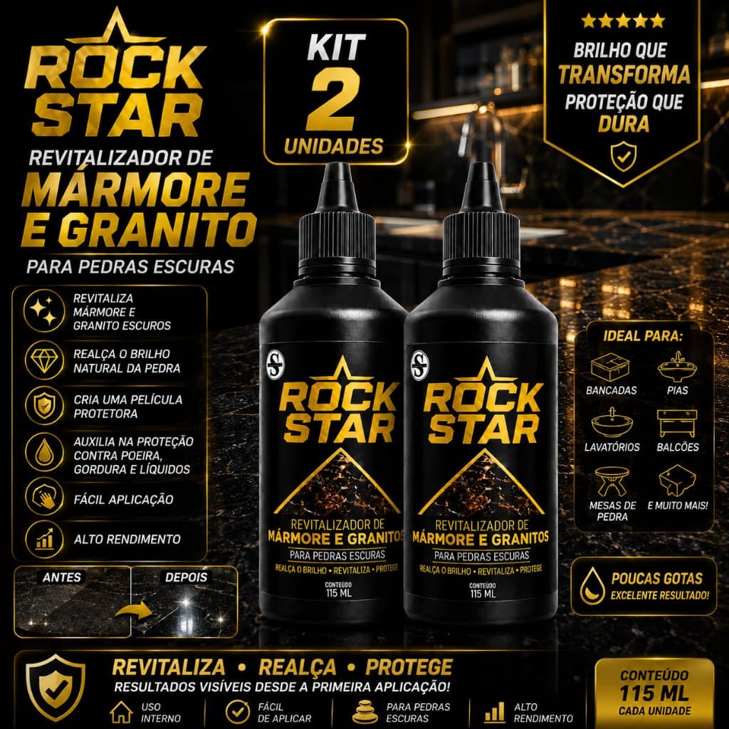 Kit 2 Restaurador De Brilho Para Mármore E Granito Rock Star