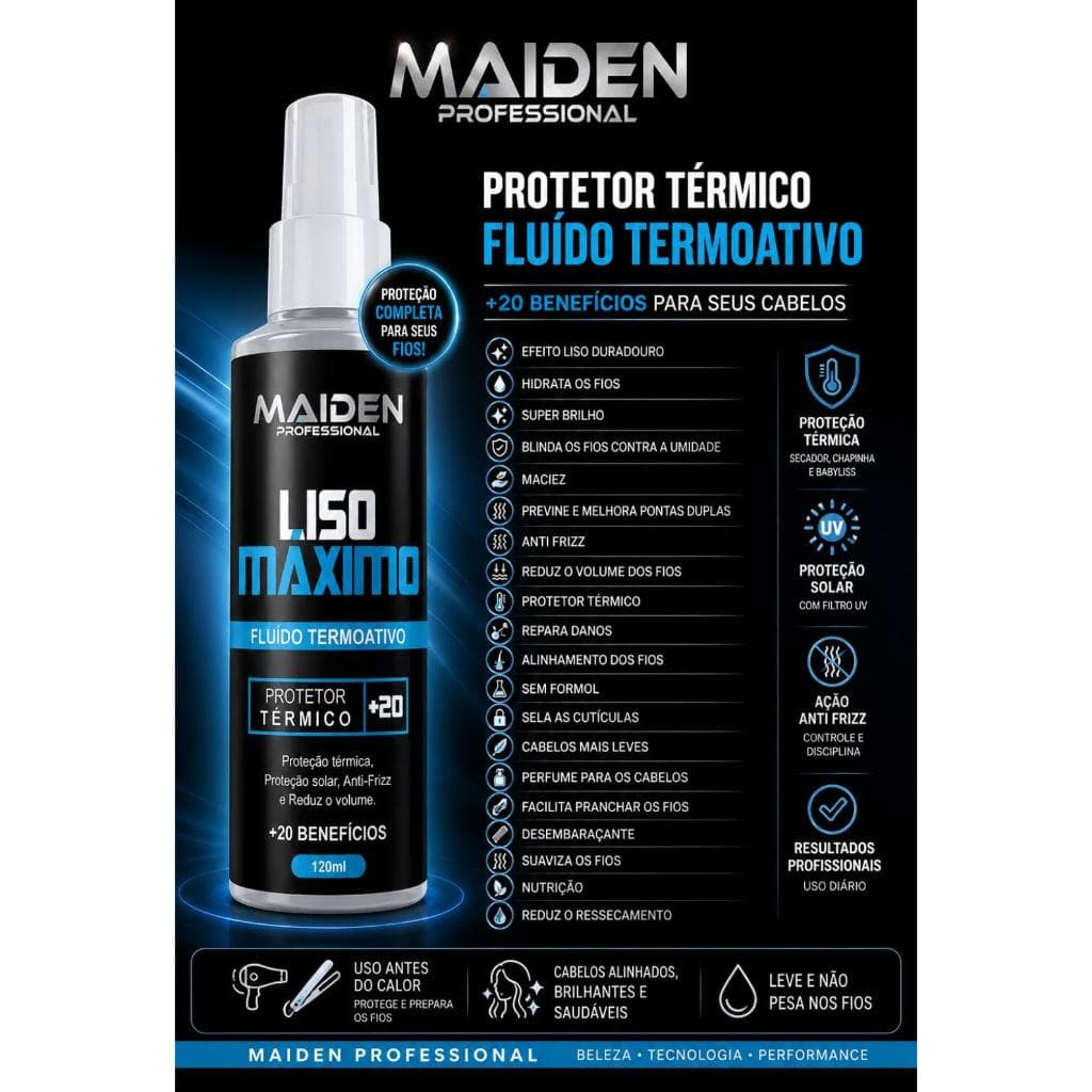 PROTETOR TÉRMICO LISO MÁXIMO RECONSTRUTOR MAIDEN PROFESSIONAL