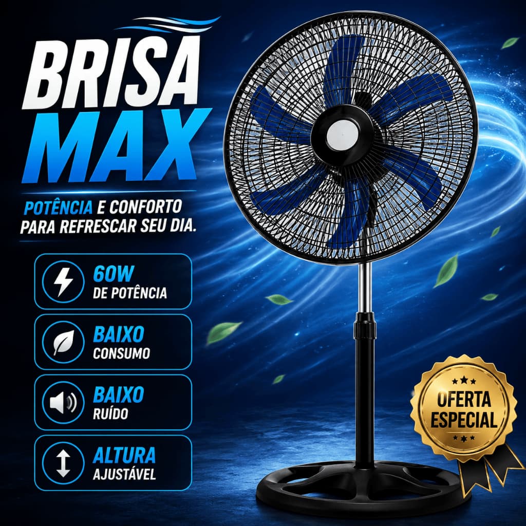 Ventilador de Pedestal 60W 127V Preto Potente Econômico Ajustável Alta Performance