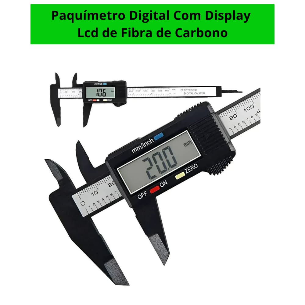 Paquímetro Digital Display Lcd Exbom Alta Precisão 150mm/Fibra de Carbono Ultra Resistente