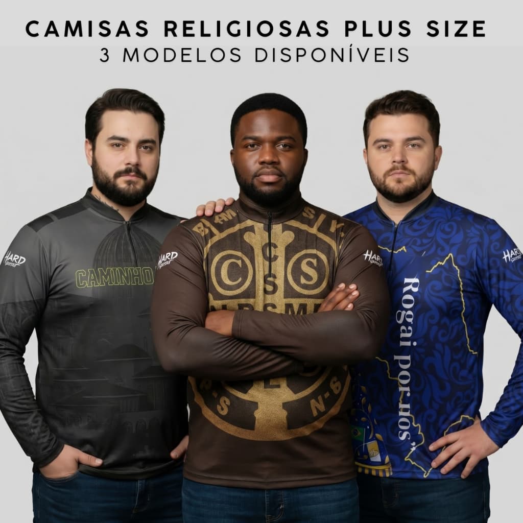 Camisas Religiosas Com Proteção UV50+ Plus Size 3 Modelos Disponíveis