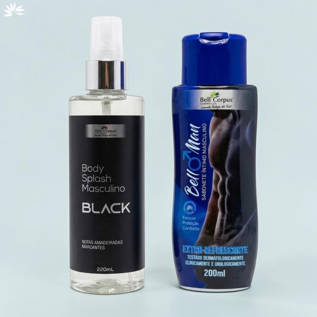 Kit Dia dos Pais Perfume Colônia Black e Sabonete Íntimo Refrescante Bellcorpus Cosméticos
