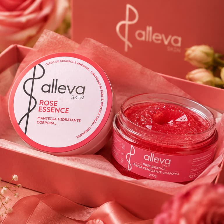 Kit Presente Hidratação Profunda Alleva Rose Essence - Geleia + Manteiga Hidratante Envio Rápido Promoção