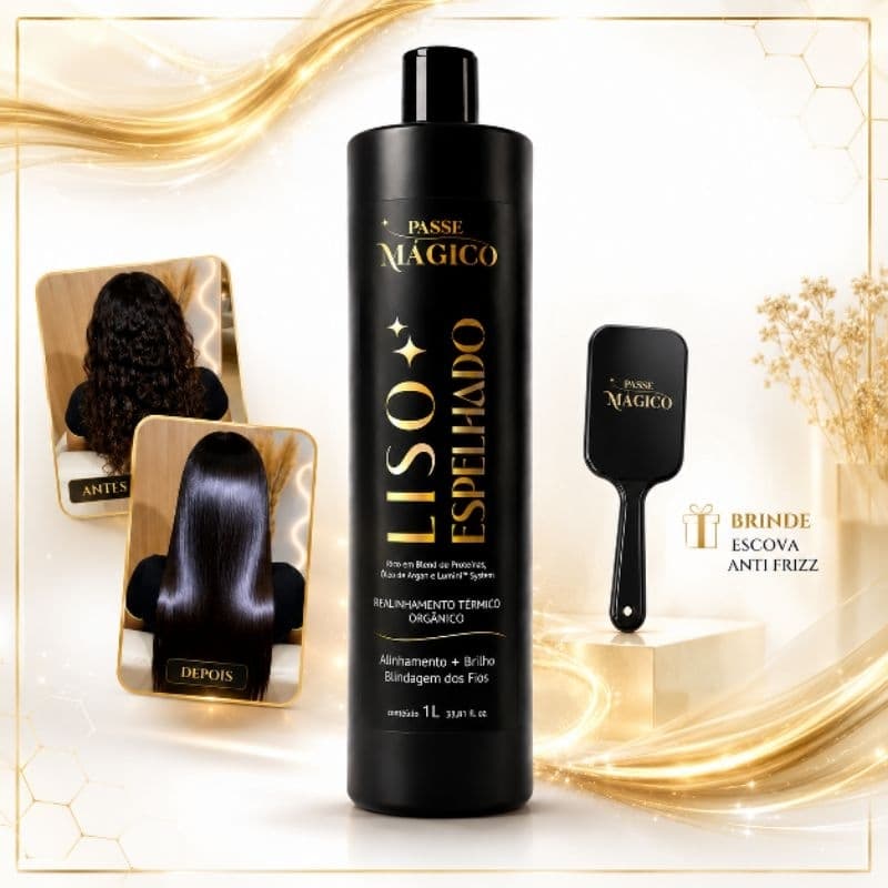 Progressiva Orgânica Liso Espelhado | Realinhamento Térmico Profissional Brilho Intenso
