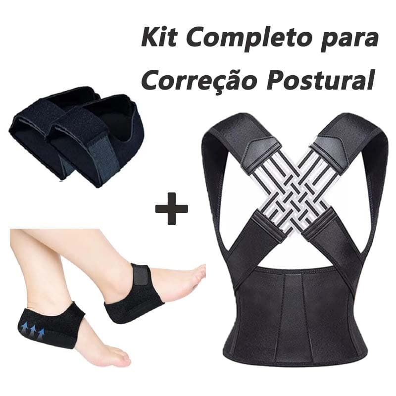 Kit Correção Postural – Protetor de Calcanhar + Cinta Corretora de Postura, Alívio para Calcanhar e Coluna