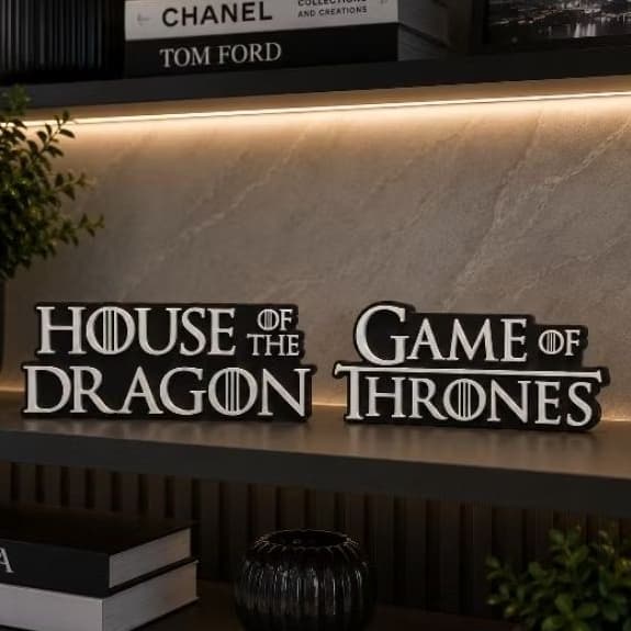 Letreiro Decorativo Game of Thrones 3D – House of the Dragon 3D– Decoração Geek, Gamer, Quarto, Escritório, Série HBO
