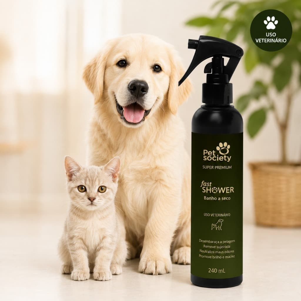 Banho A Seco Fast Shower Hydra Cães Gatos Pet Society 240ml