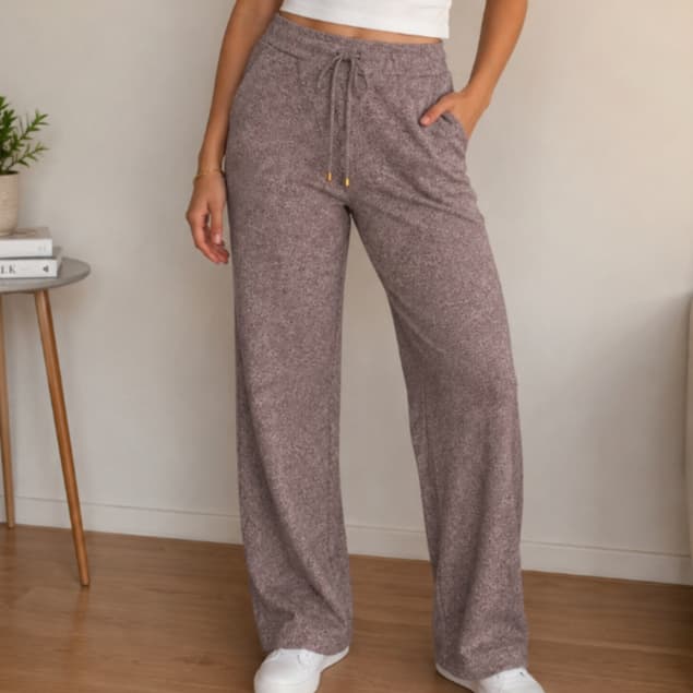 Calça de Pantalona de Lanzinha Cintura Alta para o Inverno/ Calça Pantalona Lanzinha com bolso Funcional
