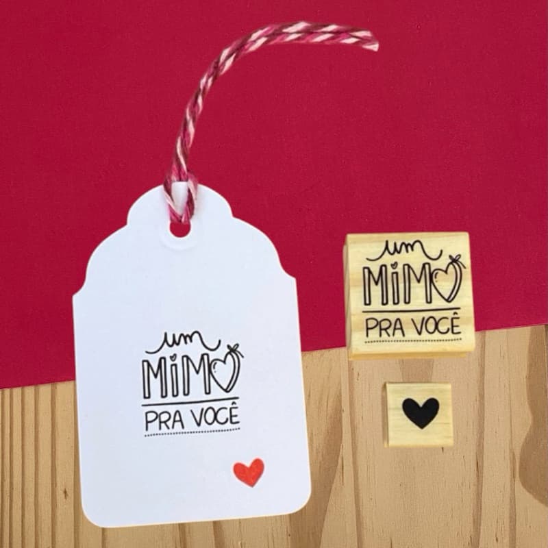 Carimbos Artesanal UM MIMO PARA VOCÊ + MINI CARIMBO CORAÇÃO