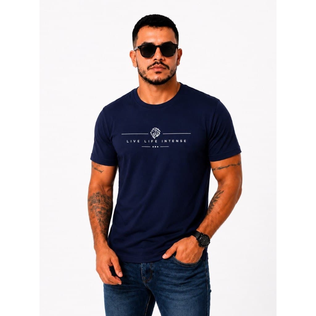Camiseta Masculina Estampada Lion Style Algodão Gold Alta Qualidade Básica Casual Veste Do P ao GG