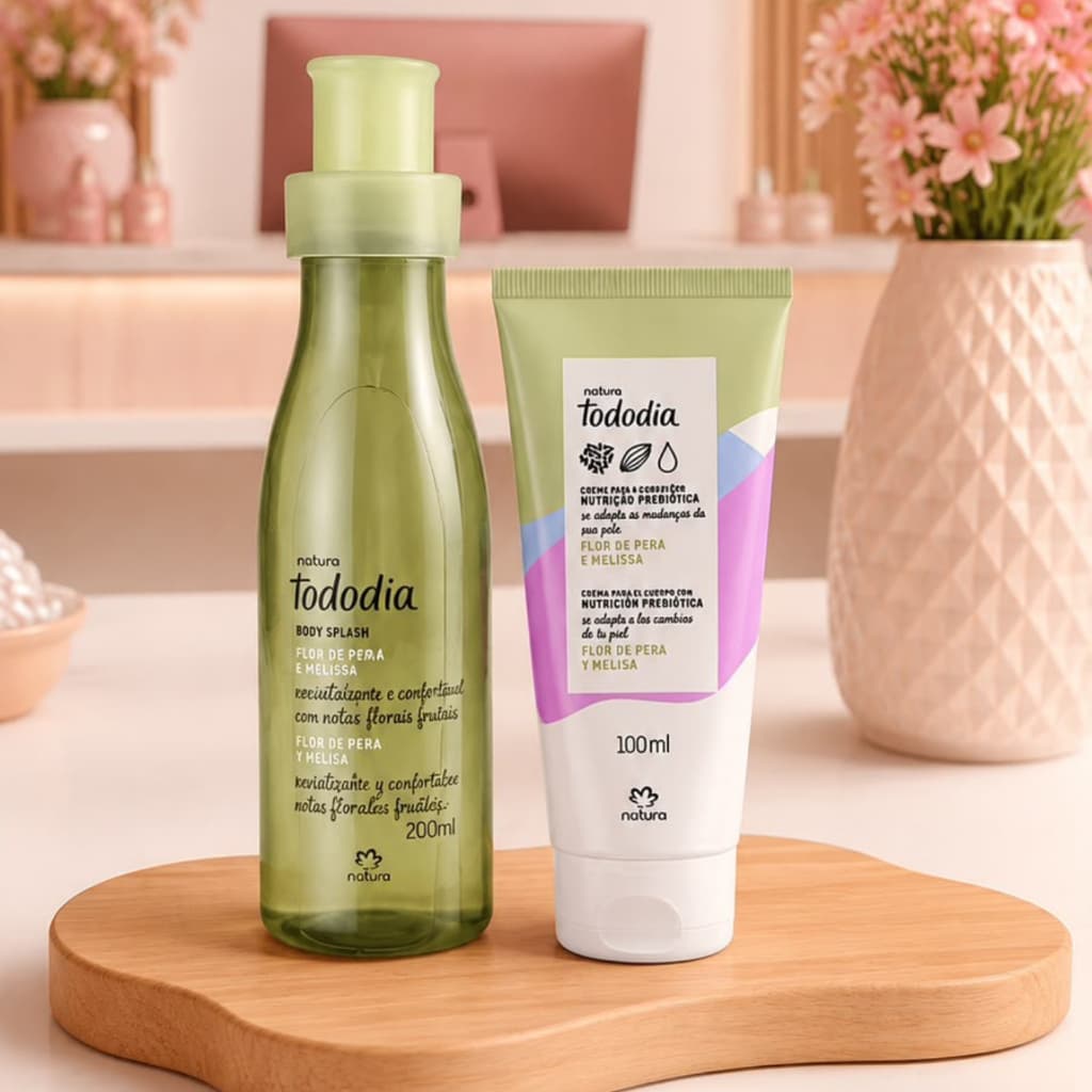 Natura Tododia Flor De Pera e Melissa Body Splash 200ml + Hidratante 100ml  Original Pronta Entrega