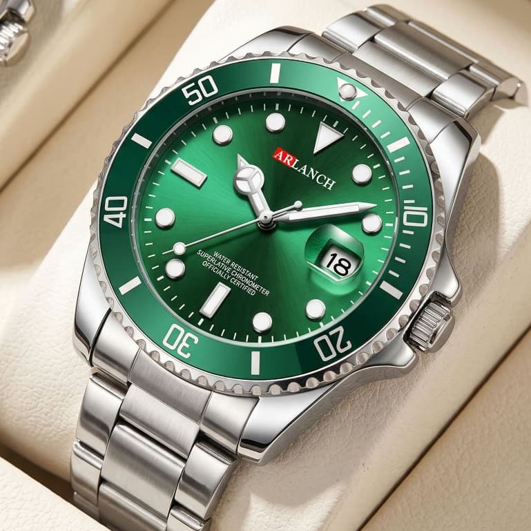 Luxury Stainless Steel Waterproof Date Fashion Luminous Men Silver Swiss Quartz Wrist Watch + Send a birthday gift