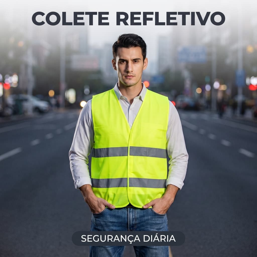 Colete Refletivo Proteção Obra Trânsito Fácil Vestir Durável