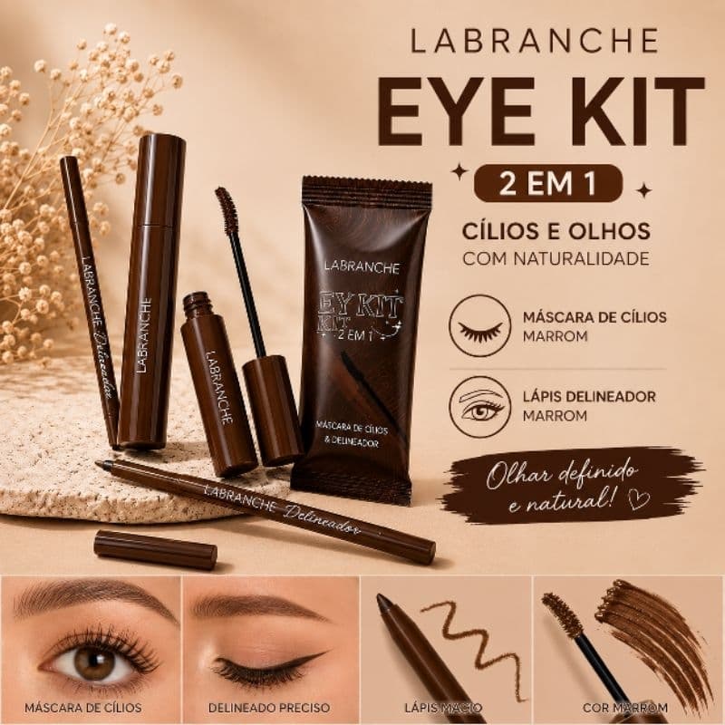 Kit Olhos 2 em 1 Labranche - Máscara de Cílios Marrom+Lápis Delineador Marrom