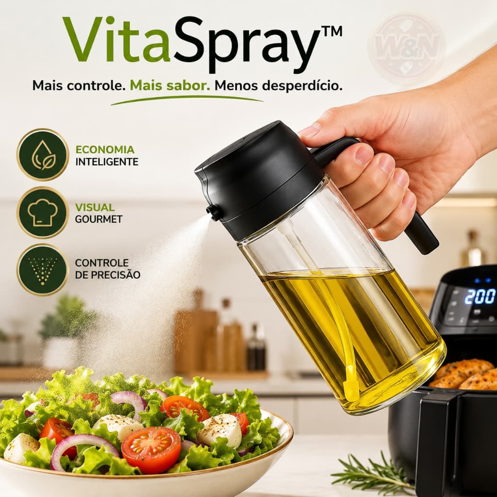 Borrifador Spray para Azeite e Vinagre 470ml Vidro Dosador Pulverizador Óleo Cozinha Gourmet Air Fryer VitaSpray™