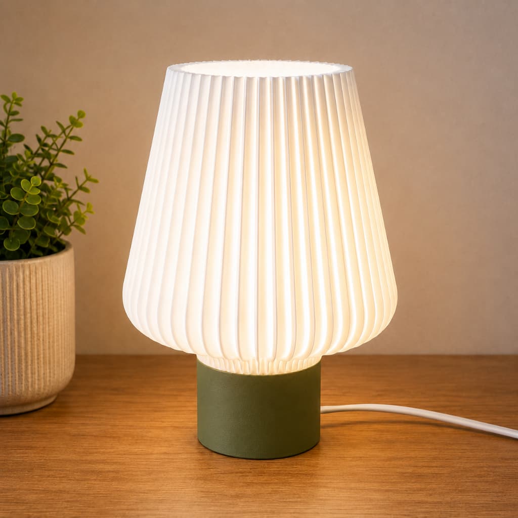 Abajur de Mesa - Base Verde Moderno - Quarto Sala Escritório - Luz Indireta Decoração Luminária Completo C/ Lâmpada