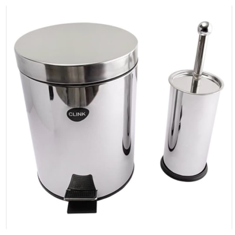 kit com 1 Lixeira Inox 5 Litros Cesto Com Pedal E Balde Removivél+ escova sanitária de inox