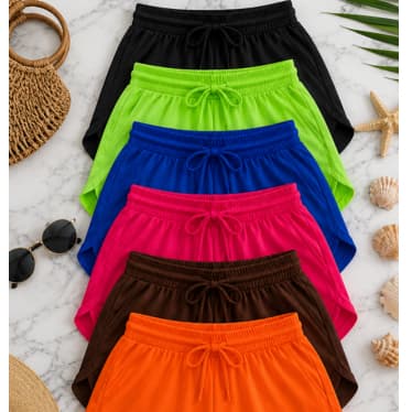 Short Feminino Tactel leve e soltinho shortinho para academia saída de praia moda verão
