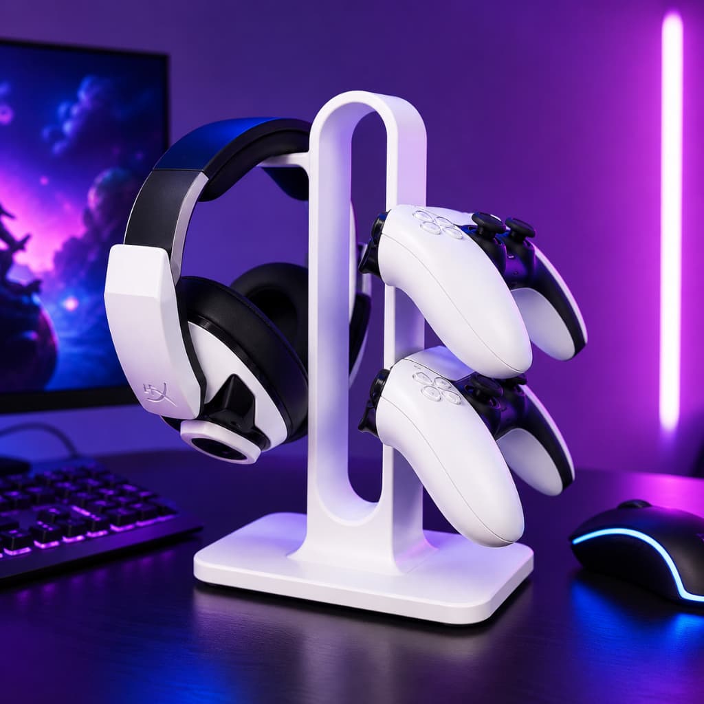 Suporte Universal 2 Controles e Fone headset gamer 3 em 1 ps5 Xbox Series nitendo switch Moderno