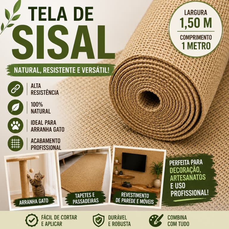 Tela / Tecido Sisal  Larg. 1,50m X 1m Apaeb