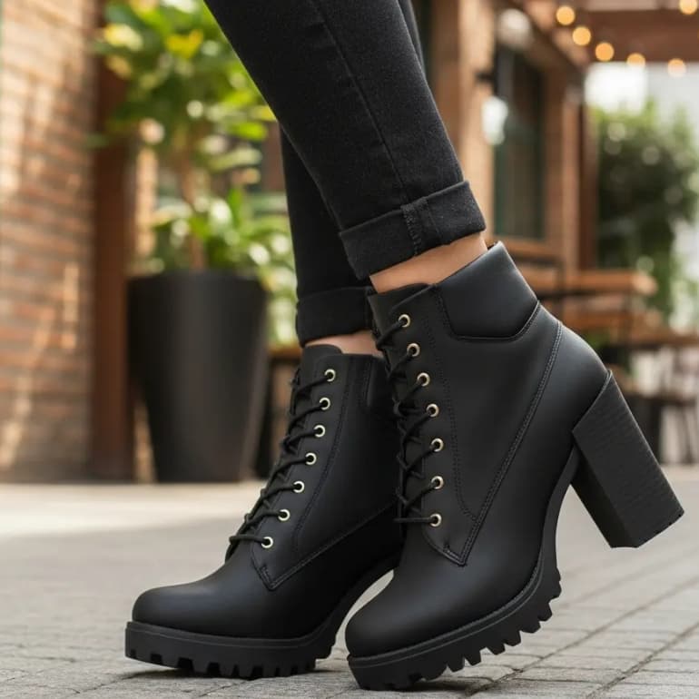 Coturno Bota Moleca Tratorada Cadarço Feminina 5325.119