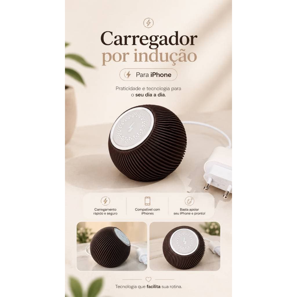 Carregador MagSafe por indução iPhone e Suporte em impressão 3D / carregamento rápido