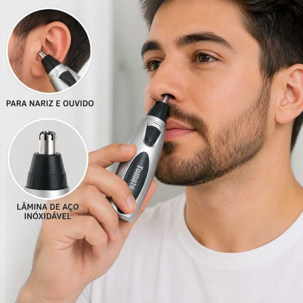 Aparador de Pelos para Nariz e Ouvido Tomate a Pilha AA Portátil com Lâmina Inoxidável