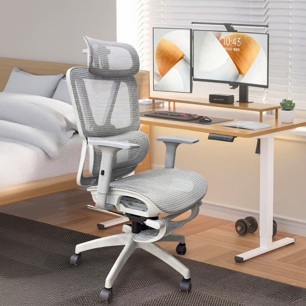Cadeira de Escritório Ajustável com Pé, Braço 6D e Suporte Lombar - Ergonômica para Home Office e Estudo, 150kg